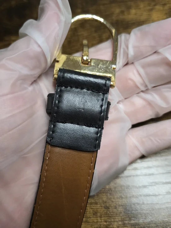 Dior Black Leather Men's Belt with Gold Buckle - Picture 12 of 16